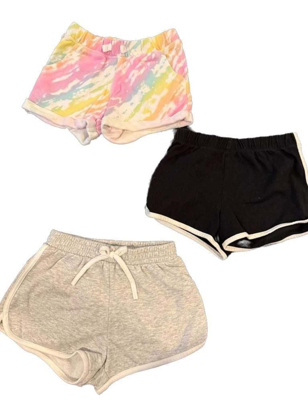 Lot Girls pull on Shorts - SO Tie Dye, Children's Place Black Btween Grey sz 7/8